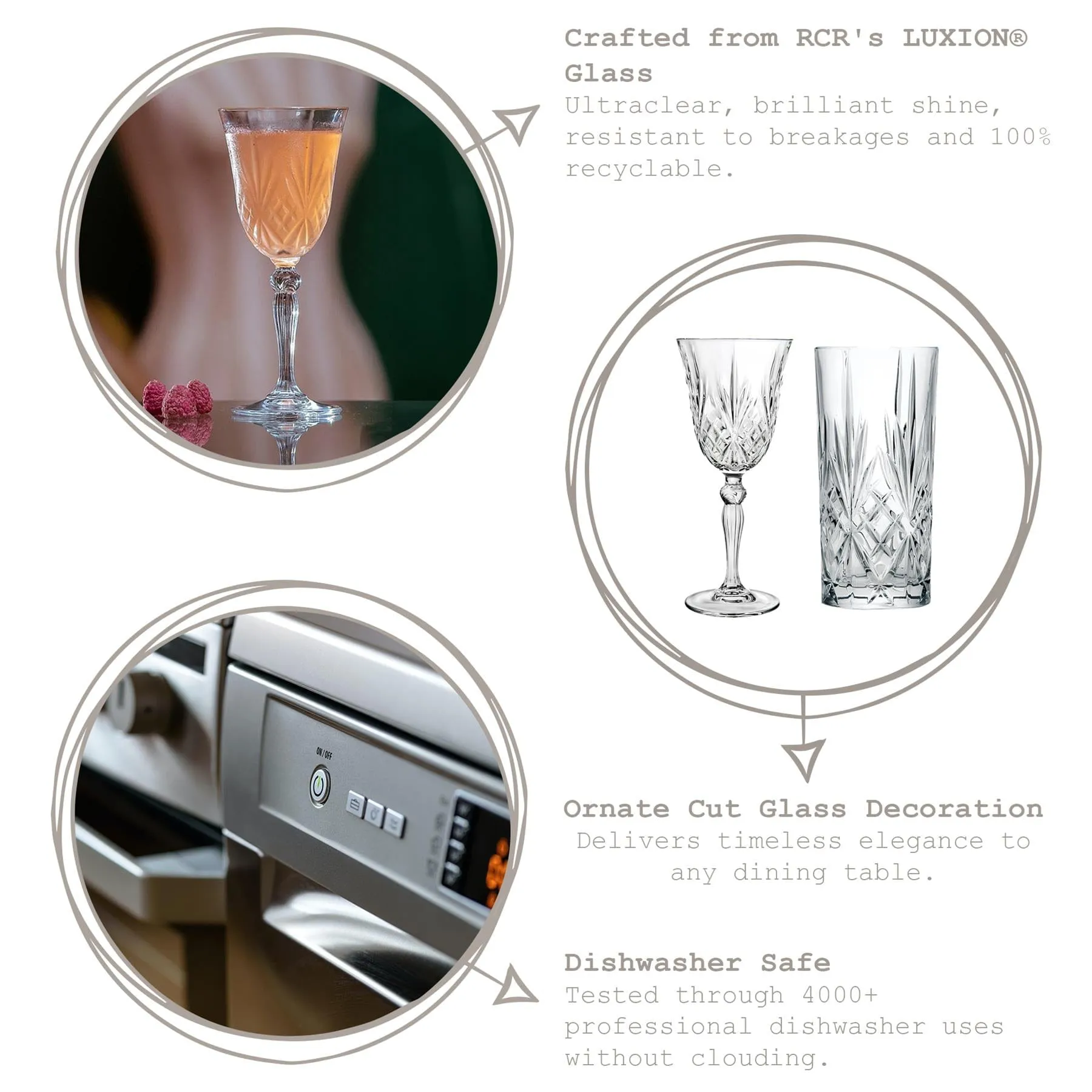 210ml Melodia White Wine Glasses - Pack of 6 - By RCR Crystal