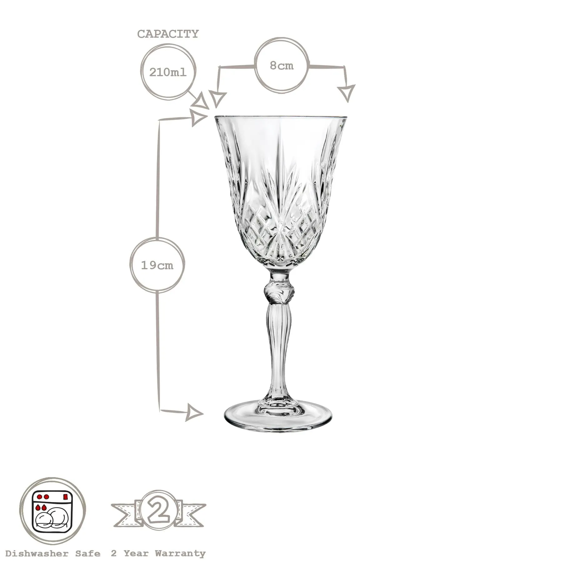 210ml Melodia White Wine Glasses - Pack of 6 - By RCR Crystal