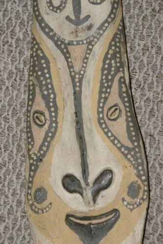 33" Old Palembei Iatmul Sepik Ancestor Polychrome Carved Tribal Food Hook 12A0A