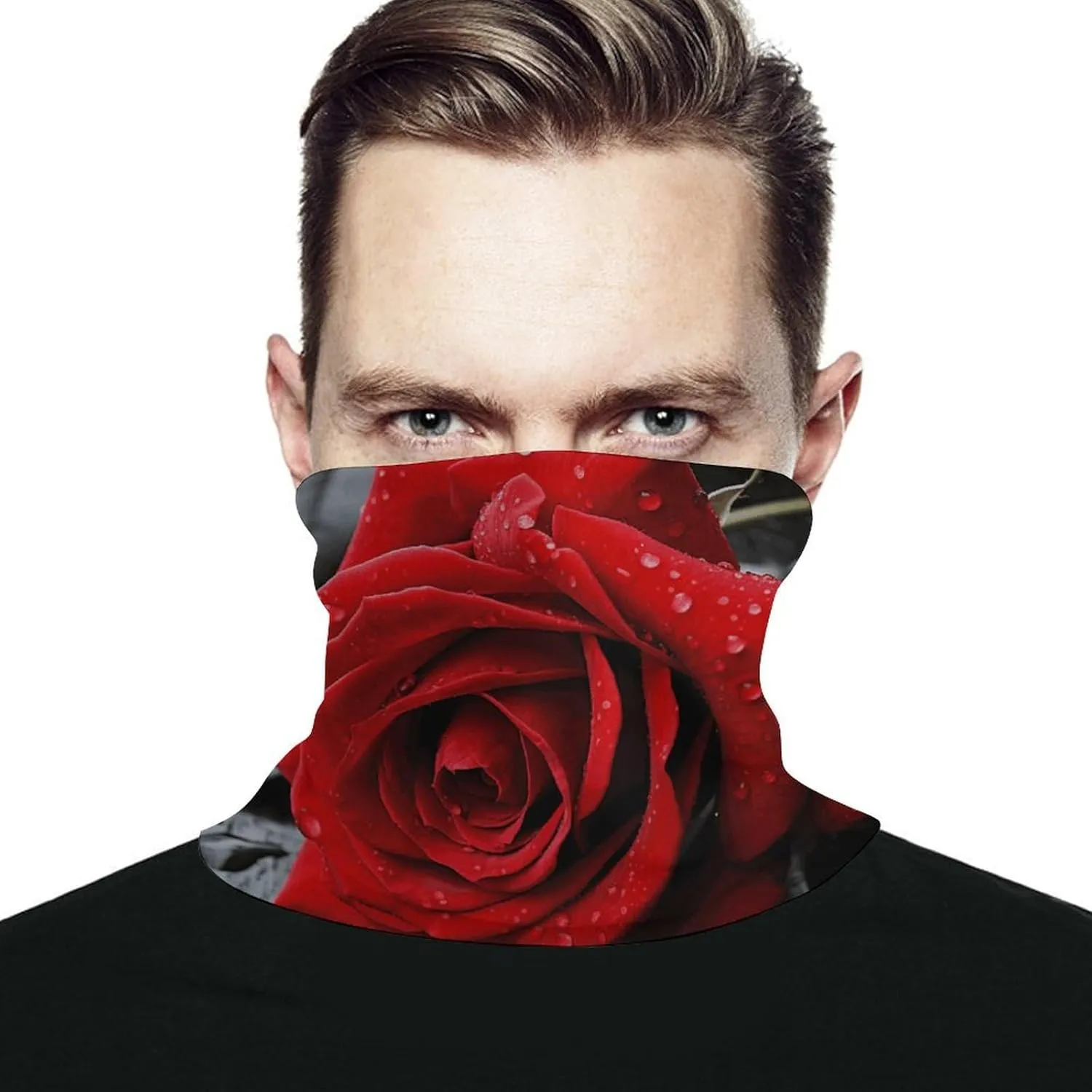 A Red Rose Face Mask for Cold Weather Neck Gaiter Scarf Windproof Bandana for Men Women Elastic Balaclava Headbands for Motorcycle Cycling Riding Skiing Party