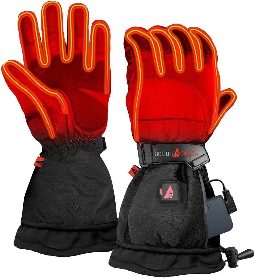ActionHeat Rechargeable Battery Heated Gloves for Men, Ski Motorcycle Snow Mitten Glove Arthritis, Heats up to 145F M