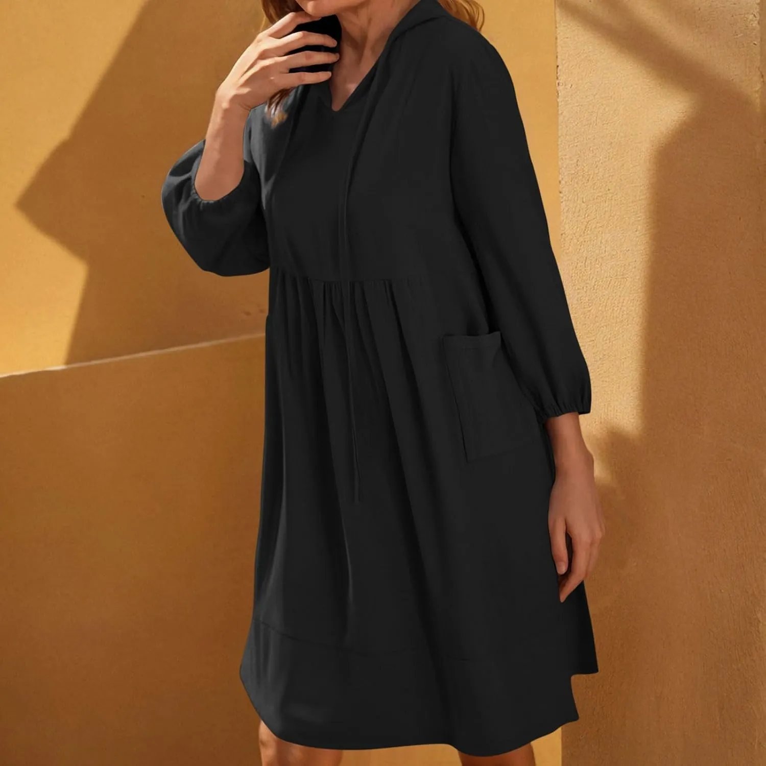 Borniu Women Casual Summer Summer Dresses Tie V Neck Half Sleeve High Waist Ruffle Tiered A Line Swing Tunic Mini Dress