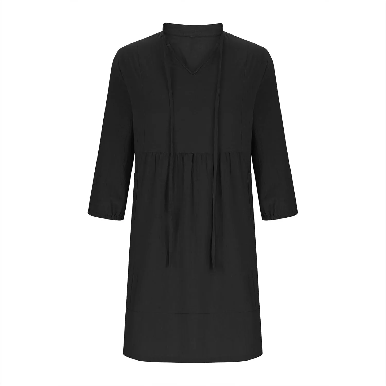 Borniu Women Casual Summer Summer Dresses Tie V Neck Half Sleeve High Waist Ruffle Tiered A Line Swing Tunic Mini Dress