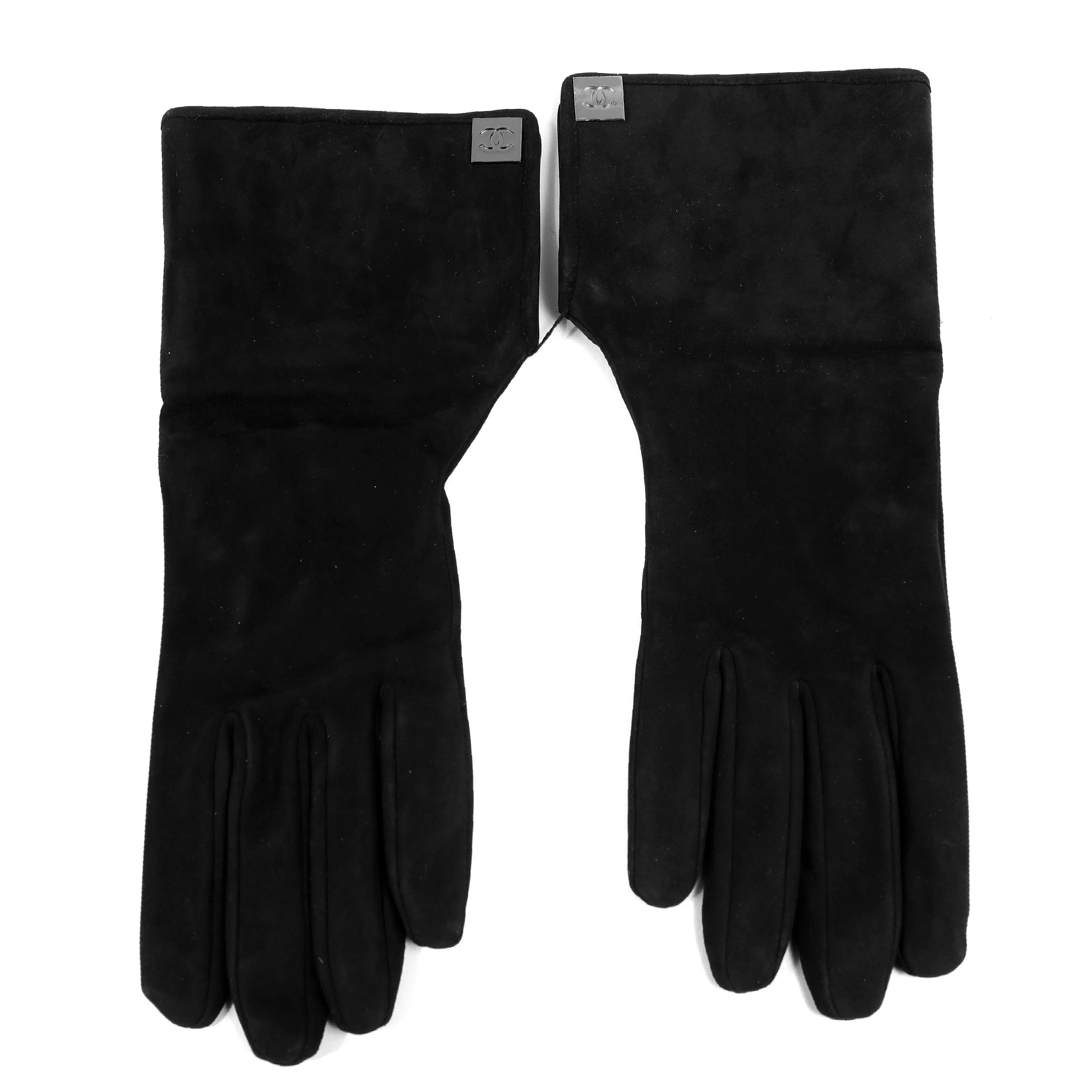 Chanel Black Suede Gloves
