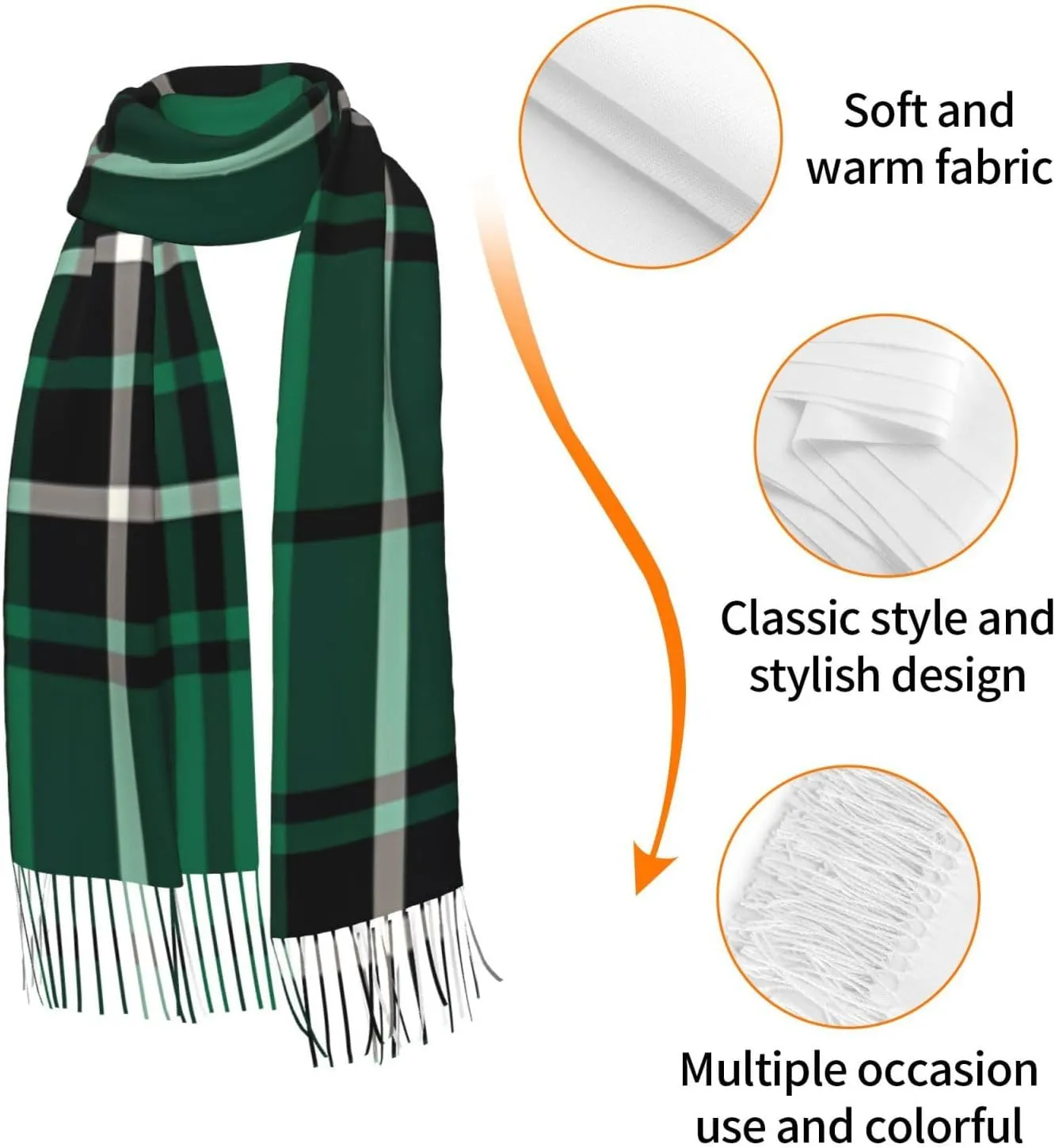 Clan Ross Hunting Tartan Imitation Cashmere Tassel Scarf Winter Scarf Autumn Softest Classic Warm