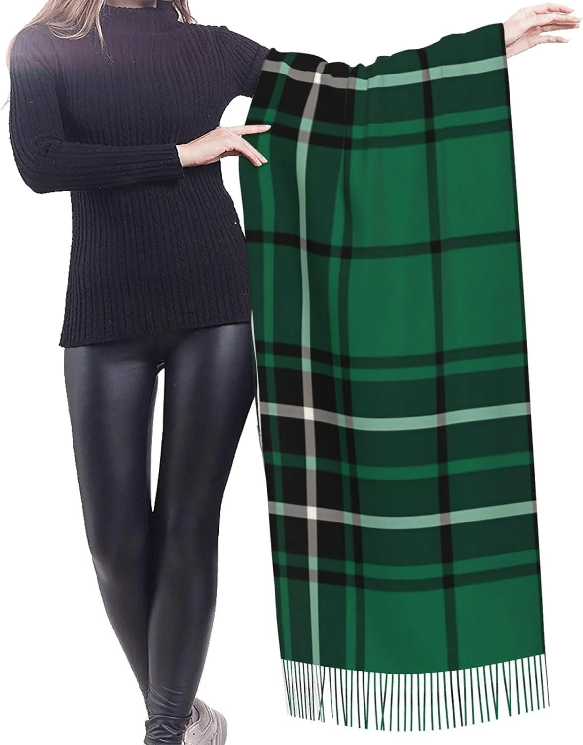 Clan Ross Hunting Tartan Imitation Cashmere Tassel Scarf Winter Scarf Autumn Softest Classic Warm