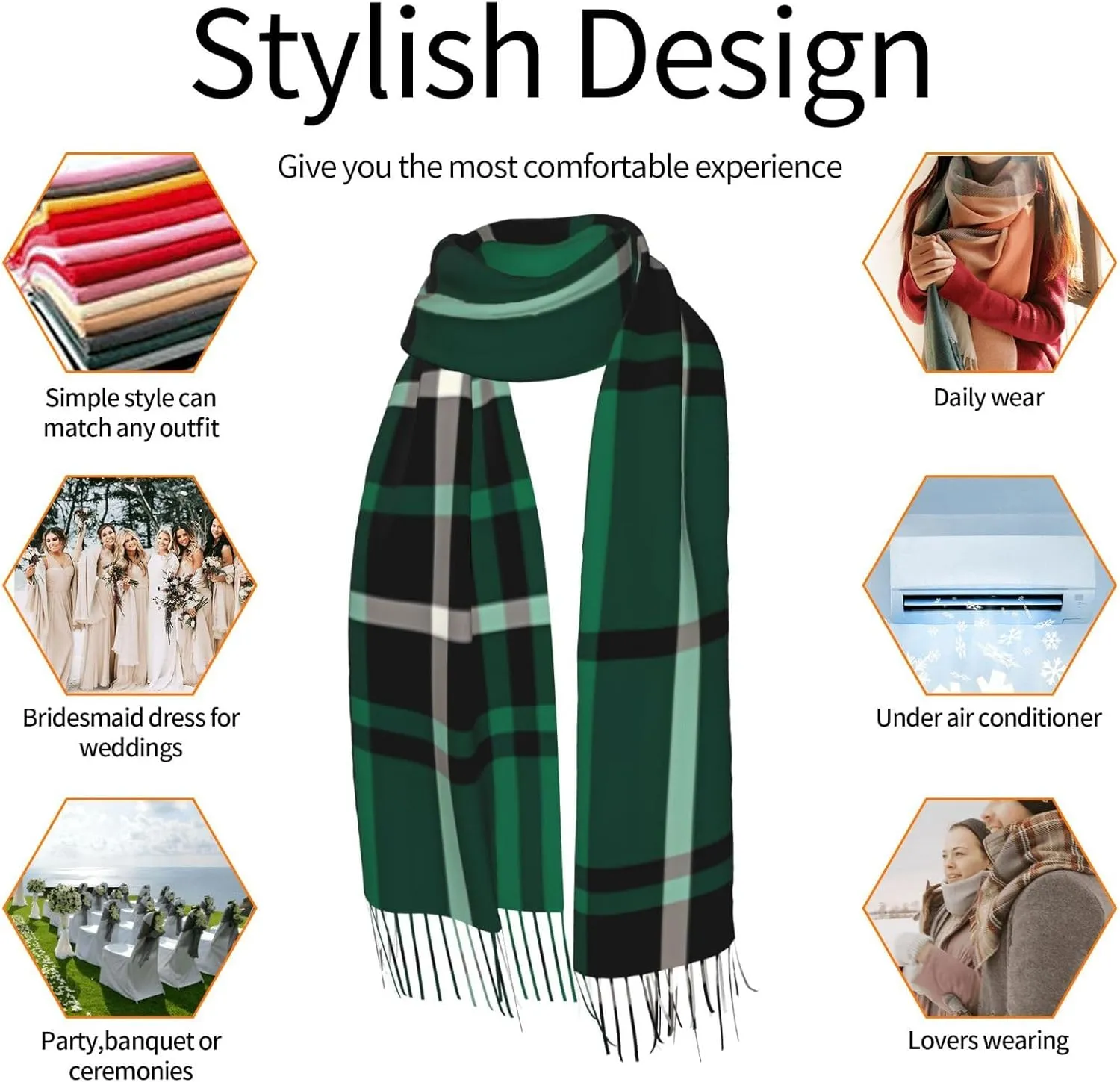 Clan Ross Hunting Tartan Imitation Cashmere Tassel Scarf Winter Scarf Autumn Softest Classic Warm