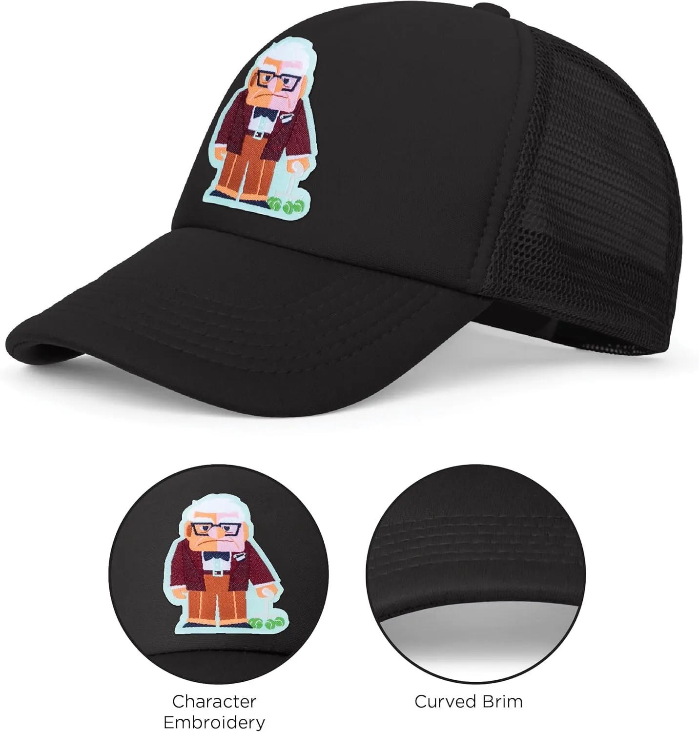 Disney Adult Trucker Hat, UP, Carl Fredricksen Mesh Snapback Baseball Cap