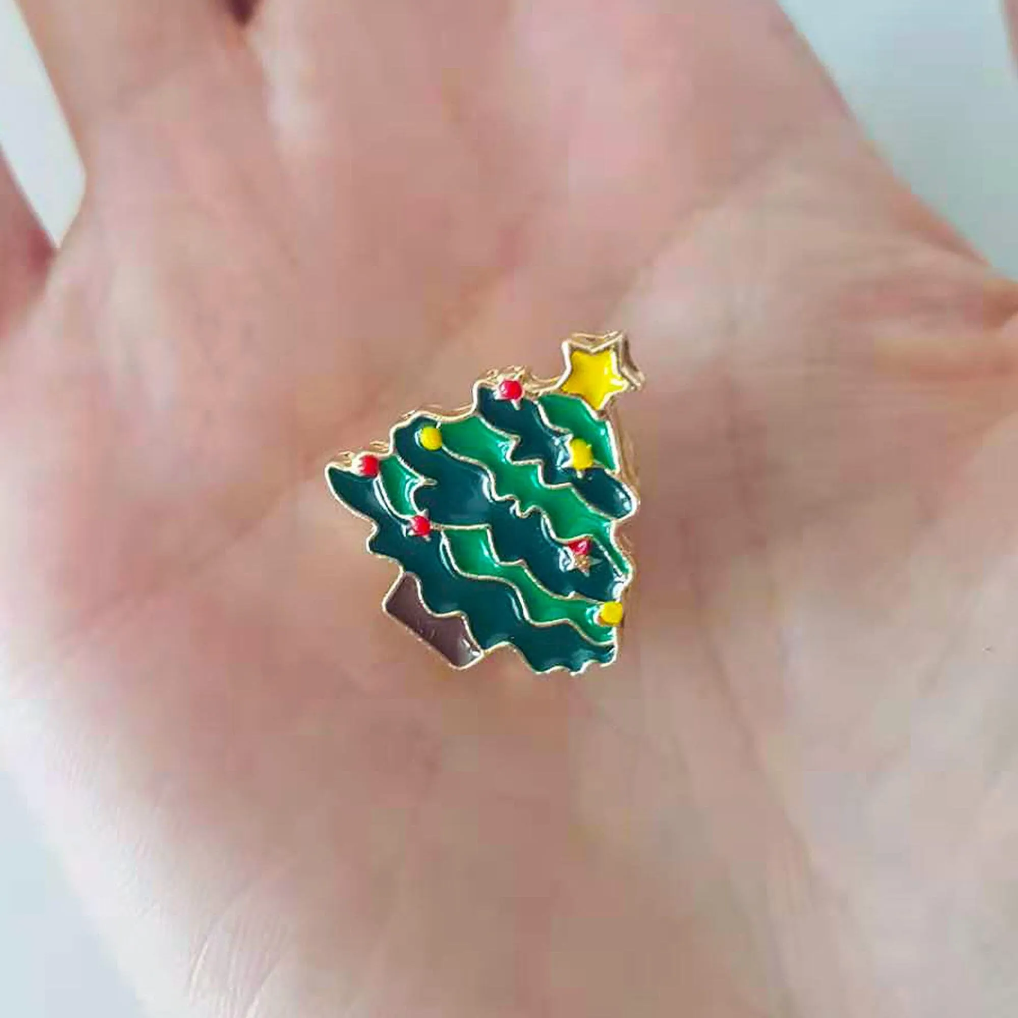 Enamel Christmas Tree Brooch Pin