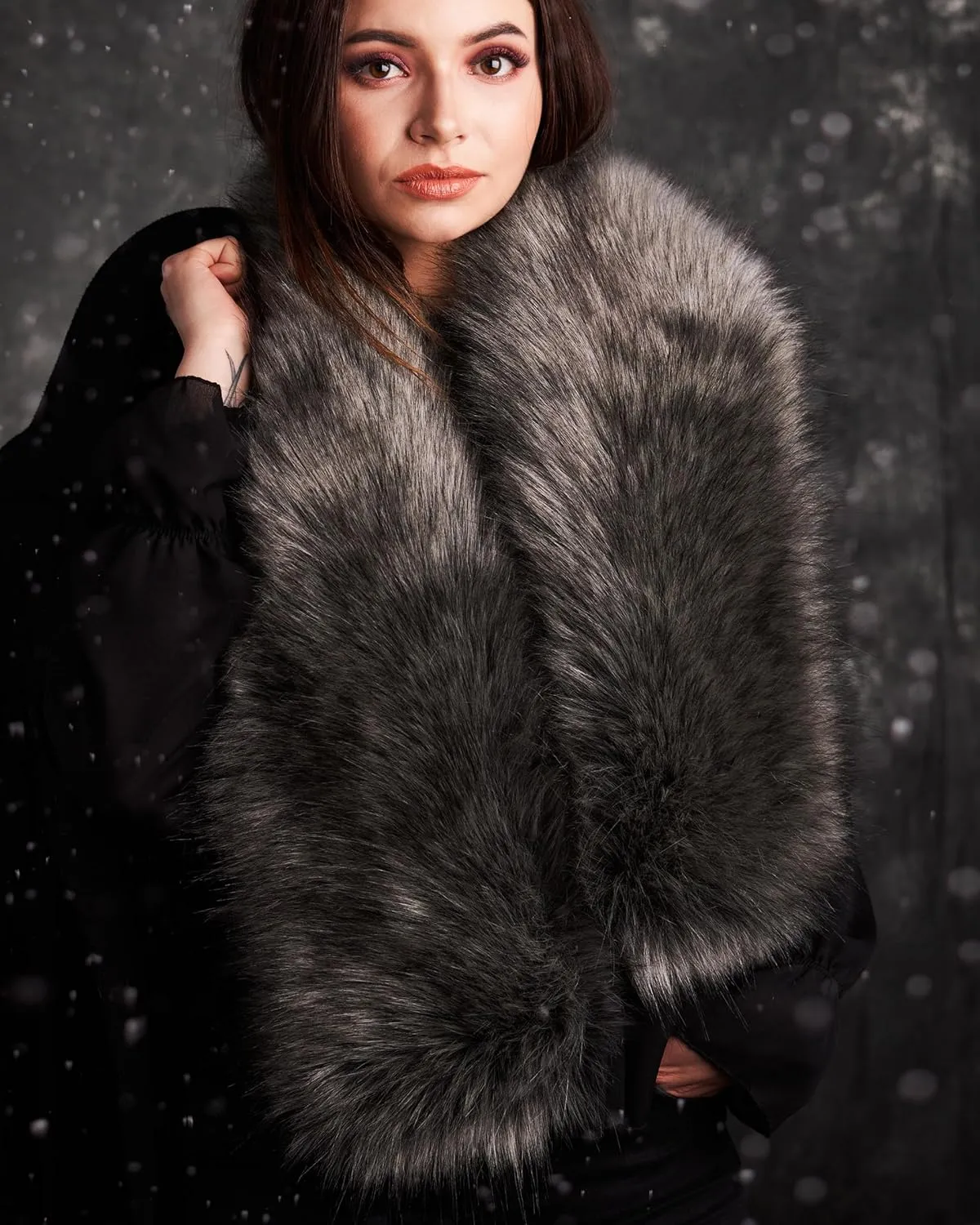 Futrzane Classic Scarf - Faux Fur Scarves Collars for Women - Long Neck Warmer
