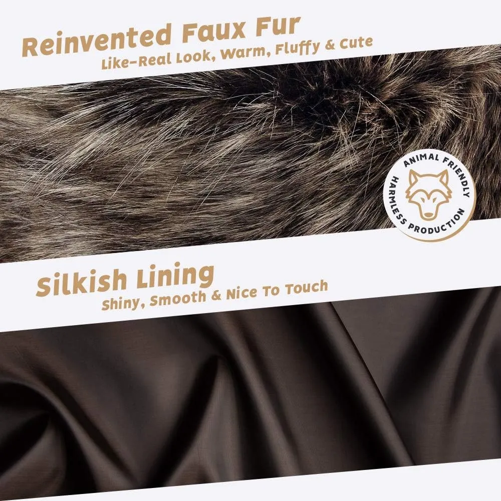 Futrzane Classic Scarf - Faux Fur Scarves Collars for Women - Long Neck Warmer