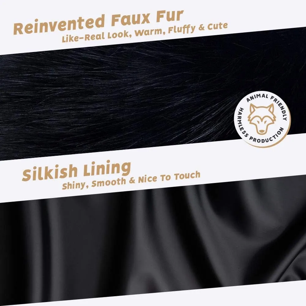 Futrzane Classic Scarf - Faux Fur Scarves Collars for Women - Long Neck Warmer