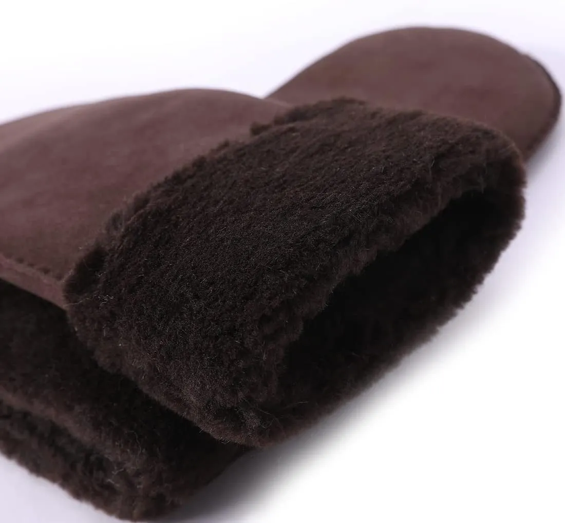 Harssidanzar Women Winter Mitten Gloves,Sheepskin Shearling Heated Warm Furry Cuff Gloves KL024US
