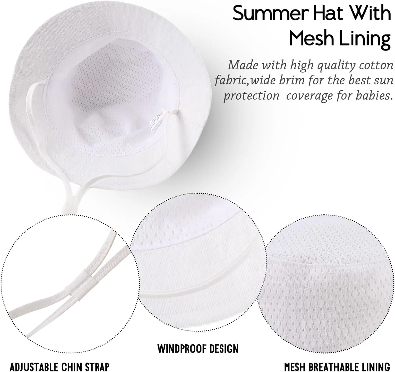 JANGANNSA Cotton Girls Baby Sun Hat Toddler Bucket Hat Wide Brim Kids Beach Sun Caps Infant Girls Summer