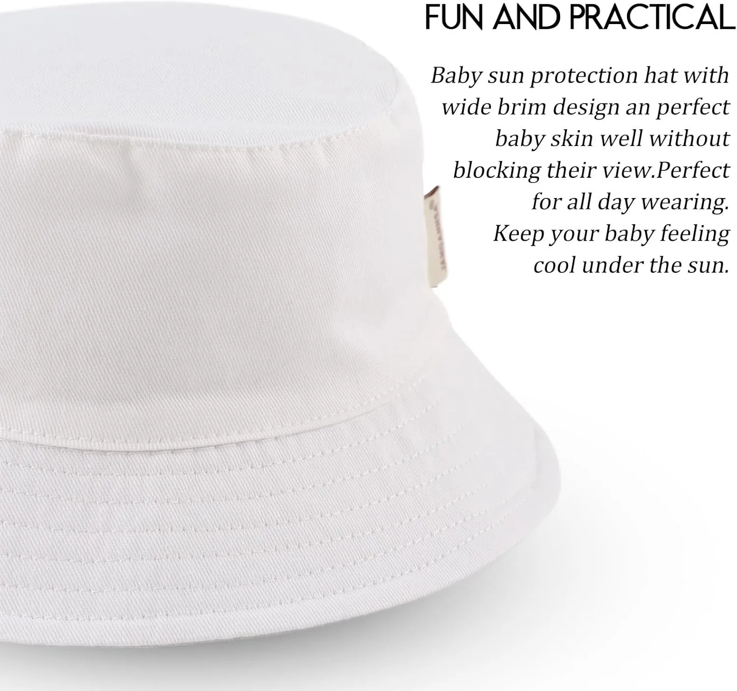 JANGANNSA Cotton Girls Baby Sun Hat Toddler Bucket Hat Wide Brim Kids Beach Sun Caps Infant Girls Summer