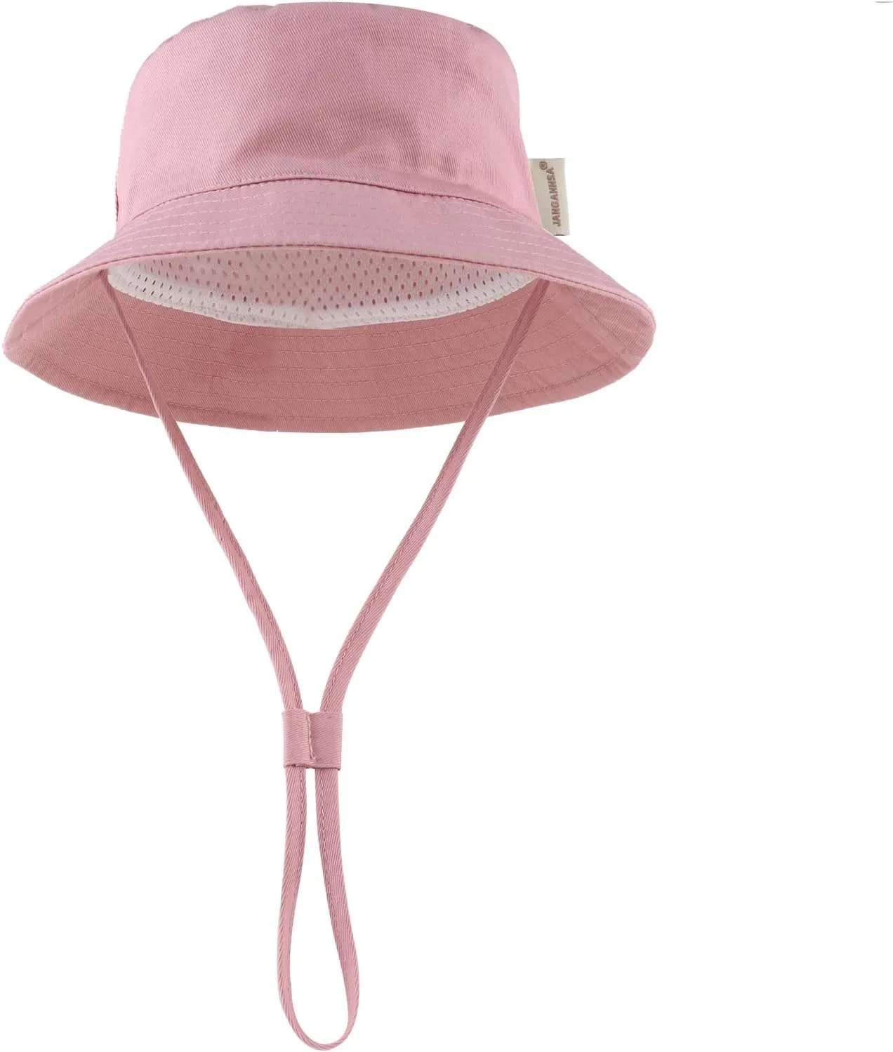 JANGANNSA Cotton Girls Baby Sun Hat Toddler Bucket Hat Wide Brim Kids Beach Sun Caps Infant Girls Summer
