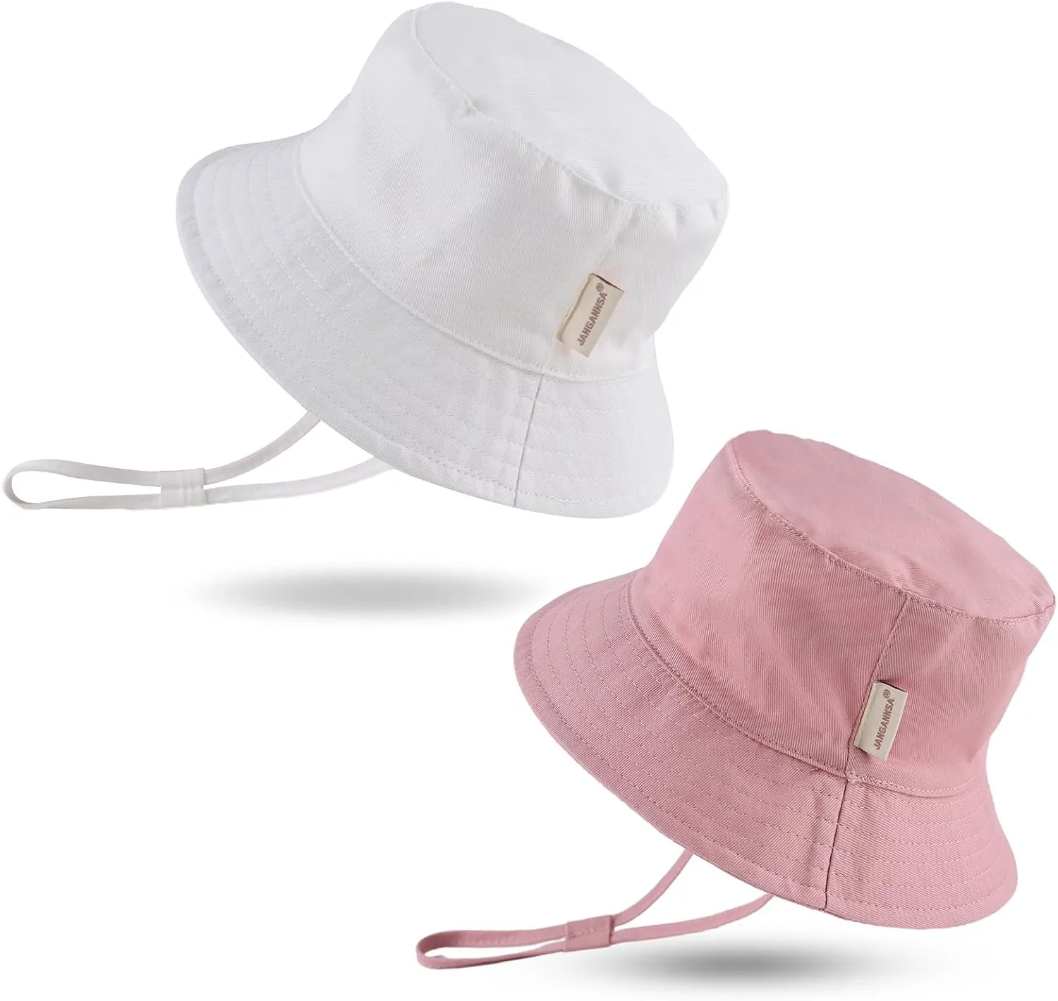 JANGANNSA Cotton Girls Baby Sun Hat Toddler Bucket Hat Wide Brim Kids Beach Sun Caps Infant Girls Summer