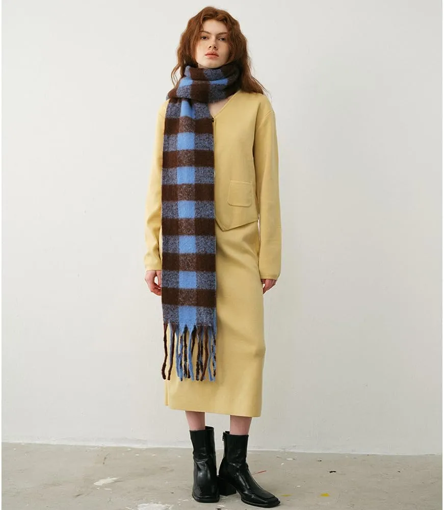 Large Chunky Plaid Scarf Checked Colorful Oversized Scarves Soft Big Cashmere Wool Thick Winter Warm Blanket Women
