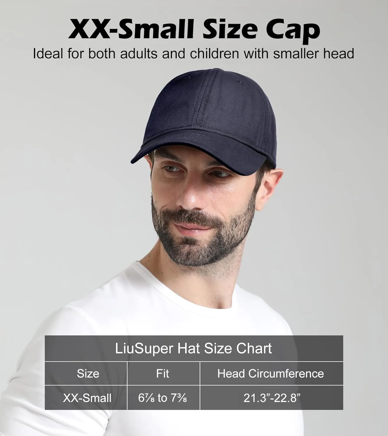 LiuSuper Hats for Small Heads Men, Petite Baseball Caps for Women, XXS Adjustable Trucker Hat Dad Hat(21.3"-22.8", 54cm-58cm)