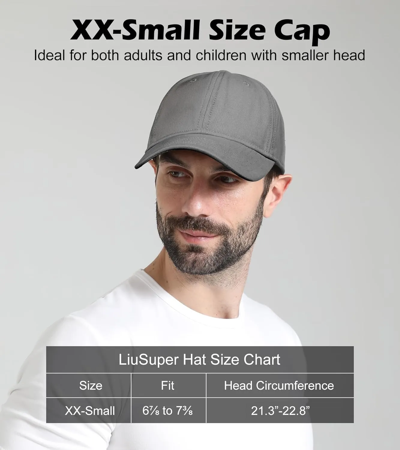 LiuSuper Hats for Small Heads Men, Petite Baseball Caps for Women, XXS Adjustable Trucker Hat Dad Hat(21.3"-22.8", 54cm-58cm)