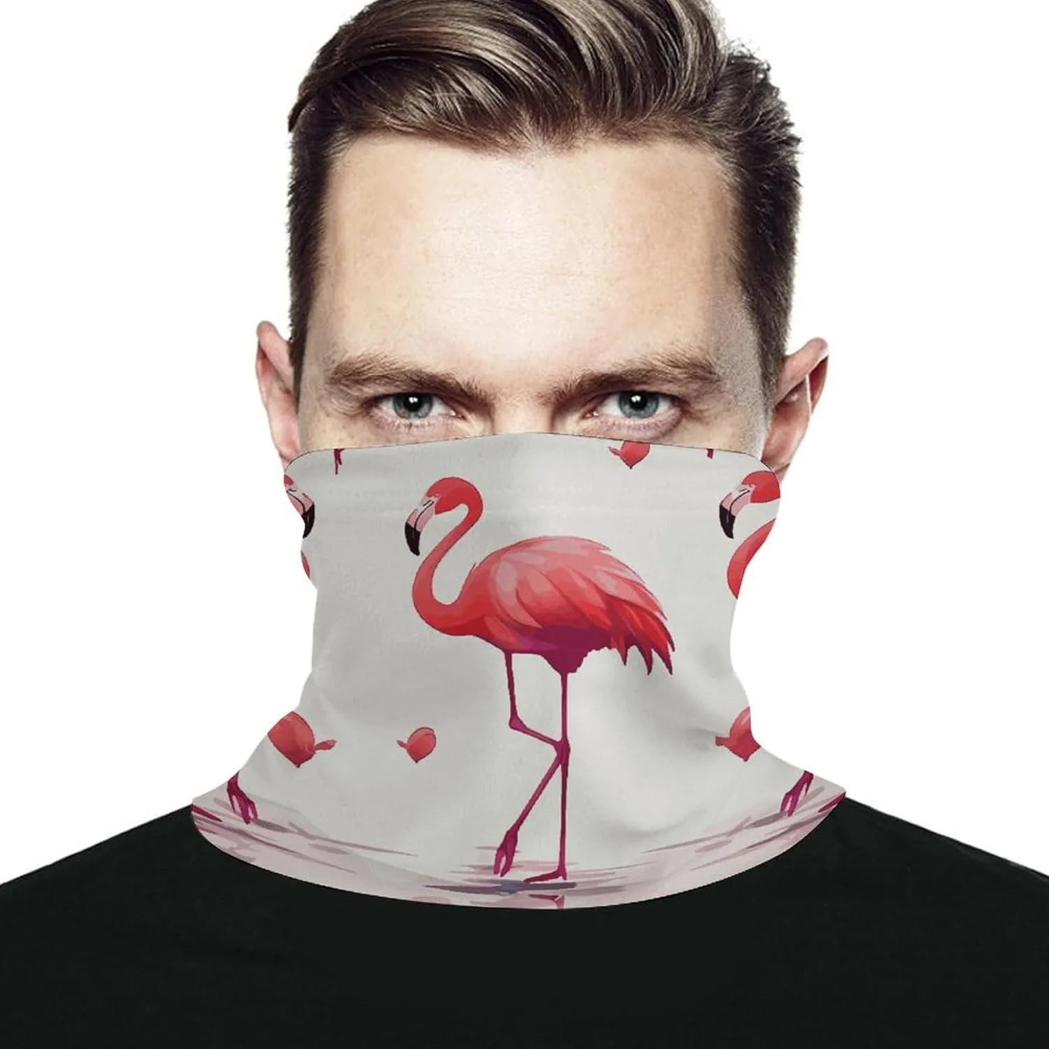 Lovely Pink Flamingos Face Mask for Cold Weather Neck Gaiter Scarf Windproof Bandana for Men Women Elastic Balaclava Headbands for Motorcycle Cycling Riding Skiing Party