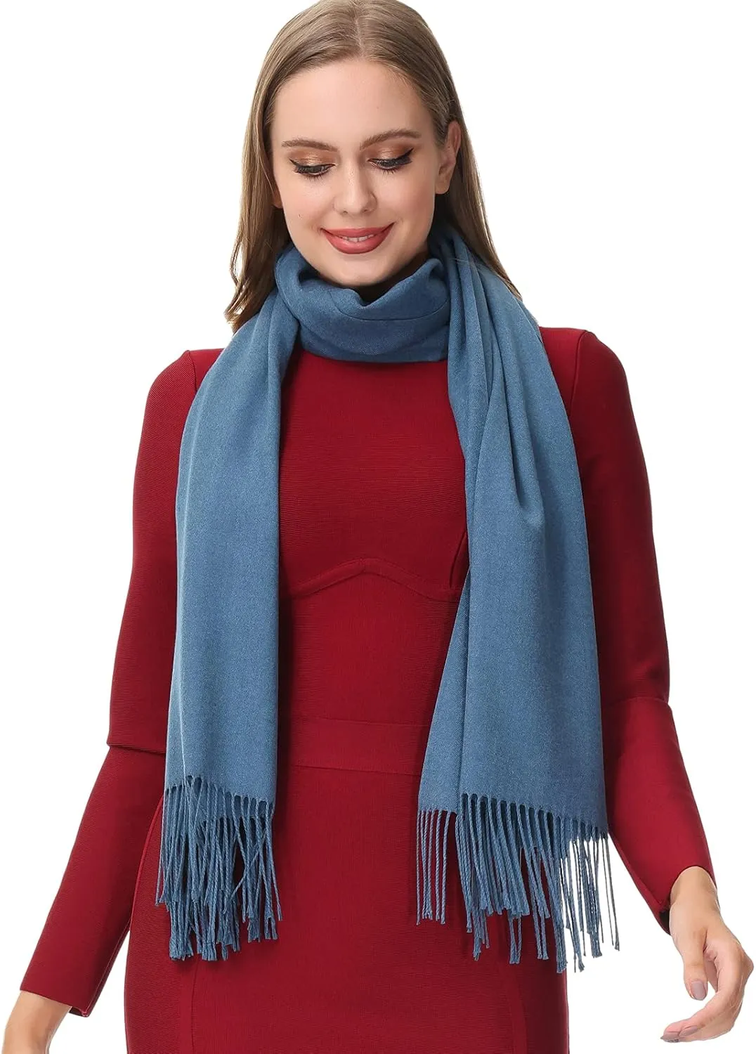 OHAYOMI Womens Pashmina Shawl Wrap Soft Warm Scarf Solid Color Pashmina