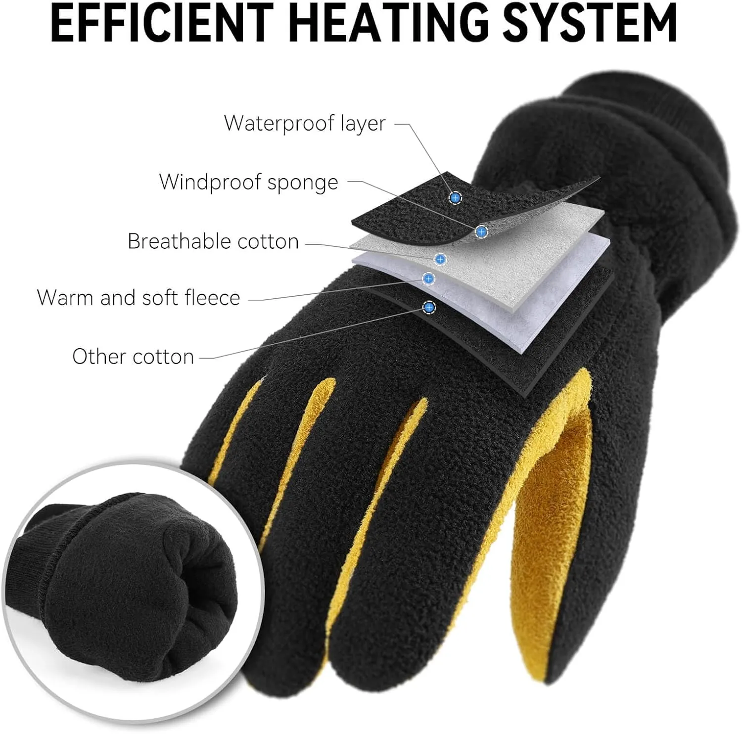 OZERO Men & Women Winter Gloves -30°F Deerskin Leather Water-resistant Windproof Cold Weather Glove for Driving Hiking