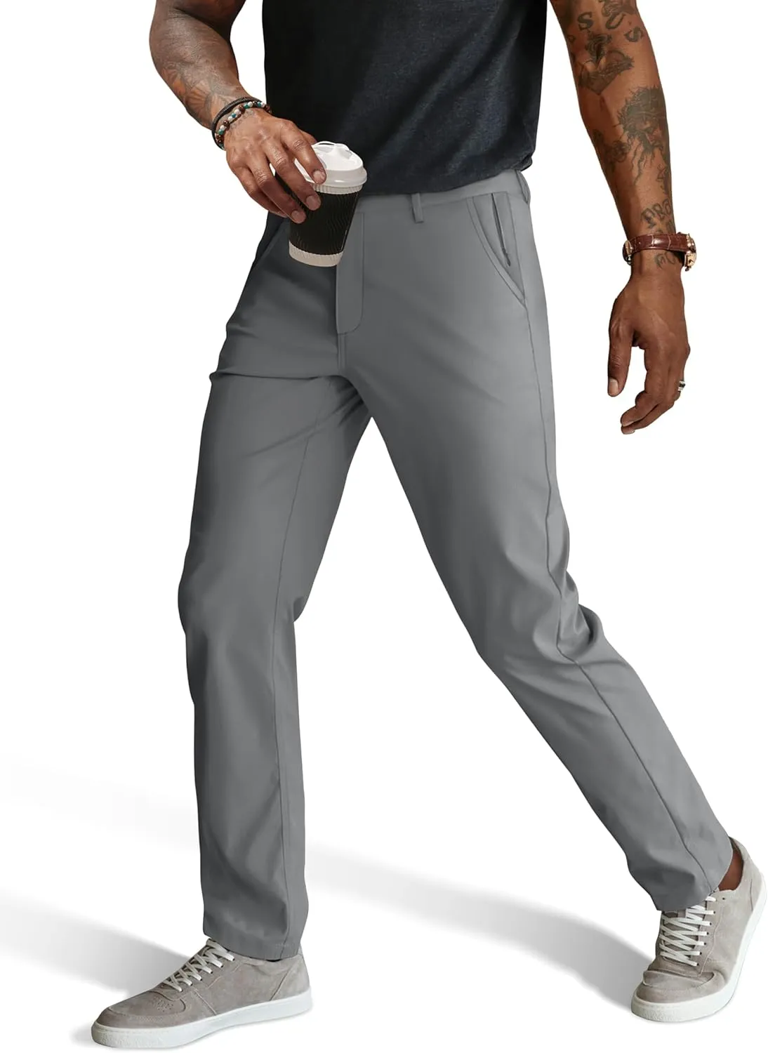 PJ PAUL JONES Mens Stretch Golf Pants Quick Dry Lightweight Casual Pants with Pockets