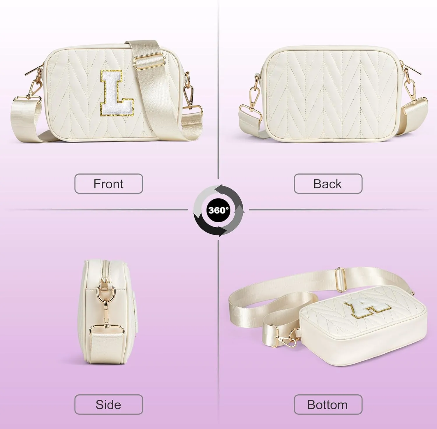 TOPEAST Small Leather Crossbody Bags for Women - Travel Essentials, Christmas Birthday Gifts Quilted Purses Shoulder Handbag