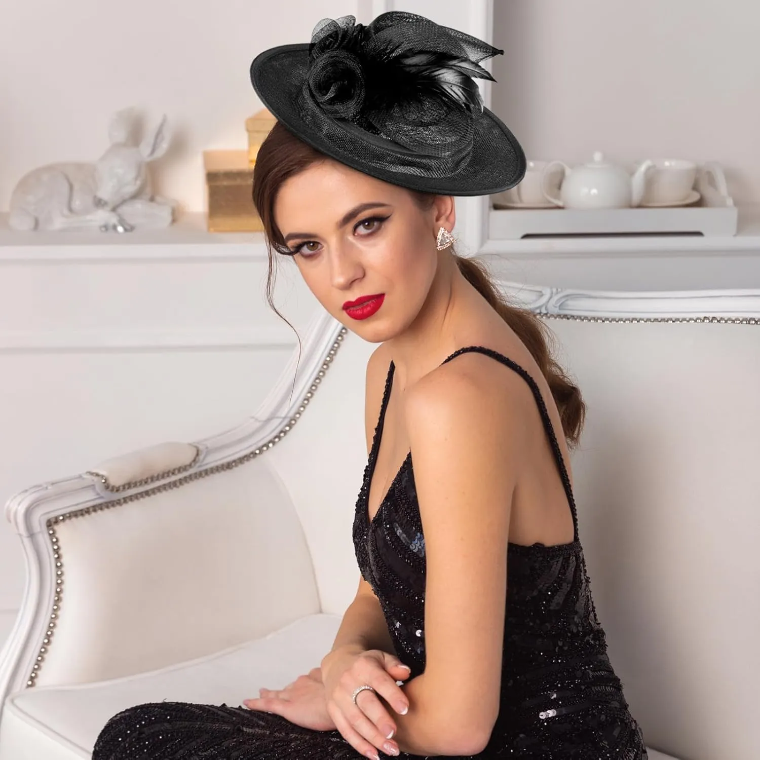 Toyvian 2 Pack Fascinator Hats - Church & Wedding Hats for Women, Sinamay Material