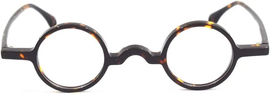 Vintage Small Round 34mm Eyeglass Frames Acetate Full Rim Hand Made Men Women Unisex Myopia Rx able