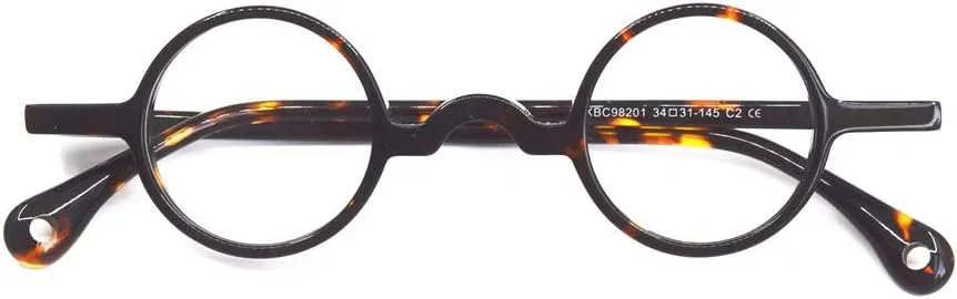 Vintage Small Round 34mm Eyeglass Frames Acetate Full Rim Hand Made Men Women Unisex Myopia Rx able