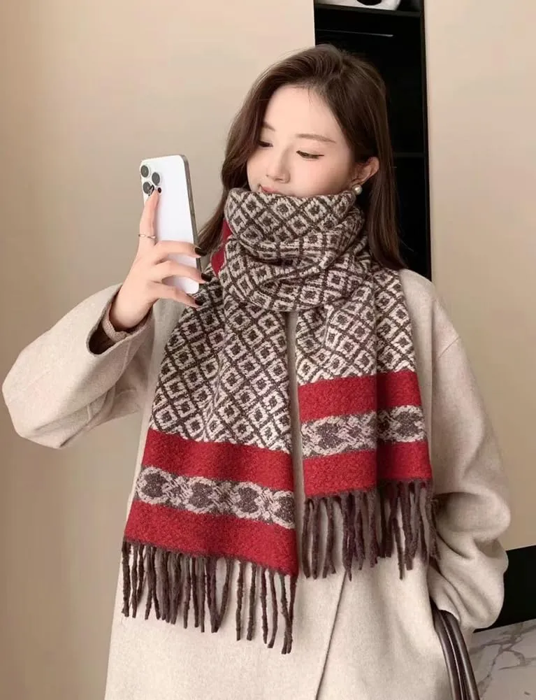 Winter Chunky Cashmere Blend Scarf Warm Cozy Shawl Oversized Shoulder Wrap Blanket Poncho Pashminas for Women Girls