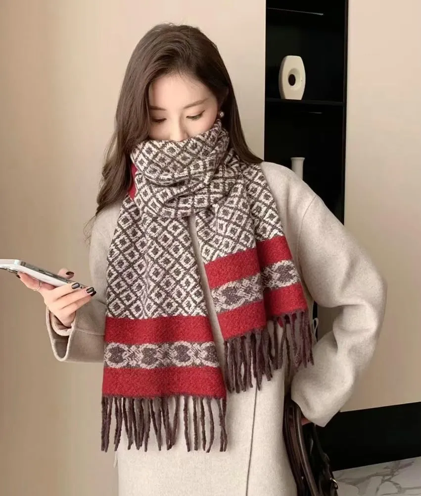 Winter Chunky Cashmere Blend Scarf Warm Cozy Shawl Oversized Shoulder Wrap Blanket Poncho Pashminas for Women Girls