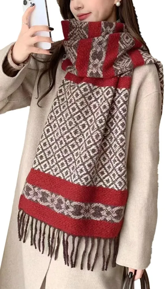 Winter Chunky Cashmere Blend Scarf Warm Cozy Shawl Oversized Shoulder Wrap Blanket Poncho Pashminas for Women Girls