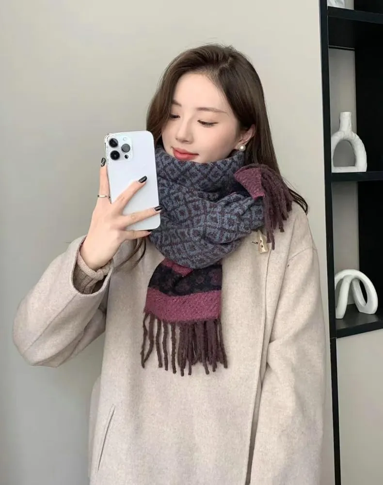 Winter Chunky Cashmere Blend Scarf Warm Cozy Shawl Oversized Shoulder Wrap Blanket Poncho Pashminas for Women Girls