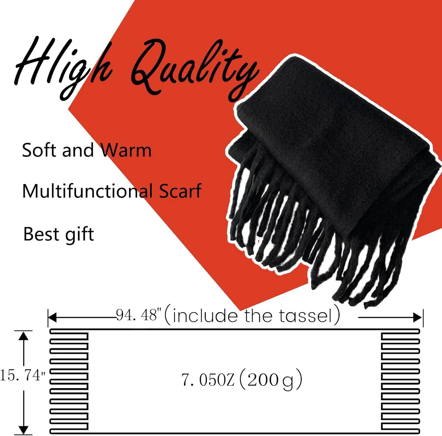 Winter Scarf for Women Big Chunky Scarf Solid Warm Soft Oversized Thick Blanket Scarves Shawl Cashmere Feel