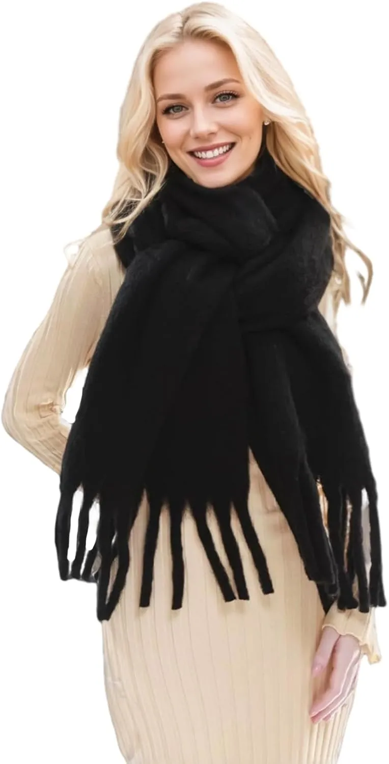 Winter Scarf for Women Big Chunky Scarf Solid Warm Soft Oversized Thick Blanket Scarves Shawl Cashmere Feel