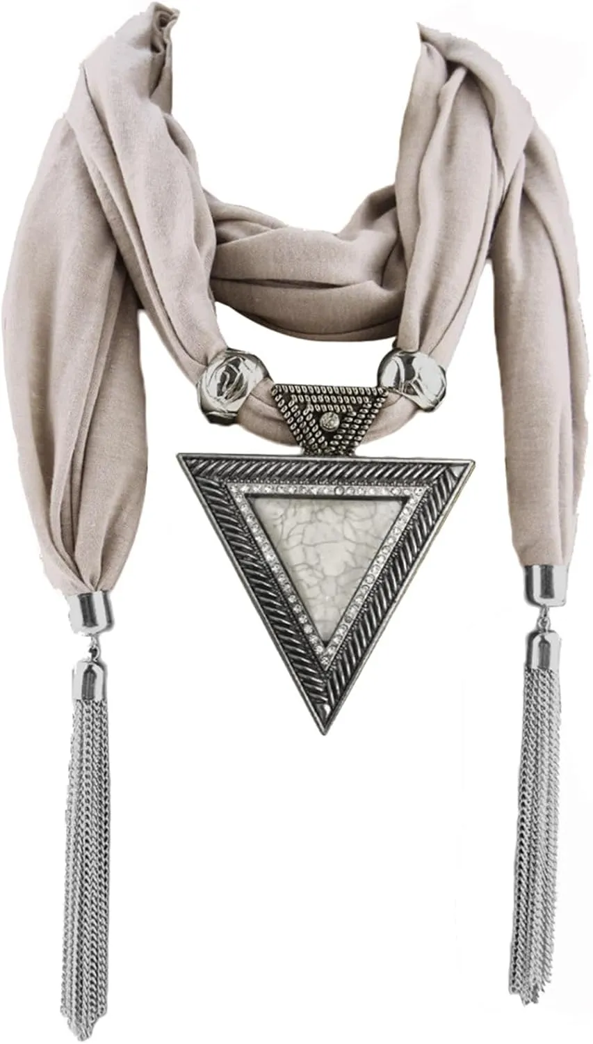 Women Fashion Bohemian Ethnic Jewelry Water Drop Pendant Scarf Necklace Scarves For Women Lightweight Fall Colors