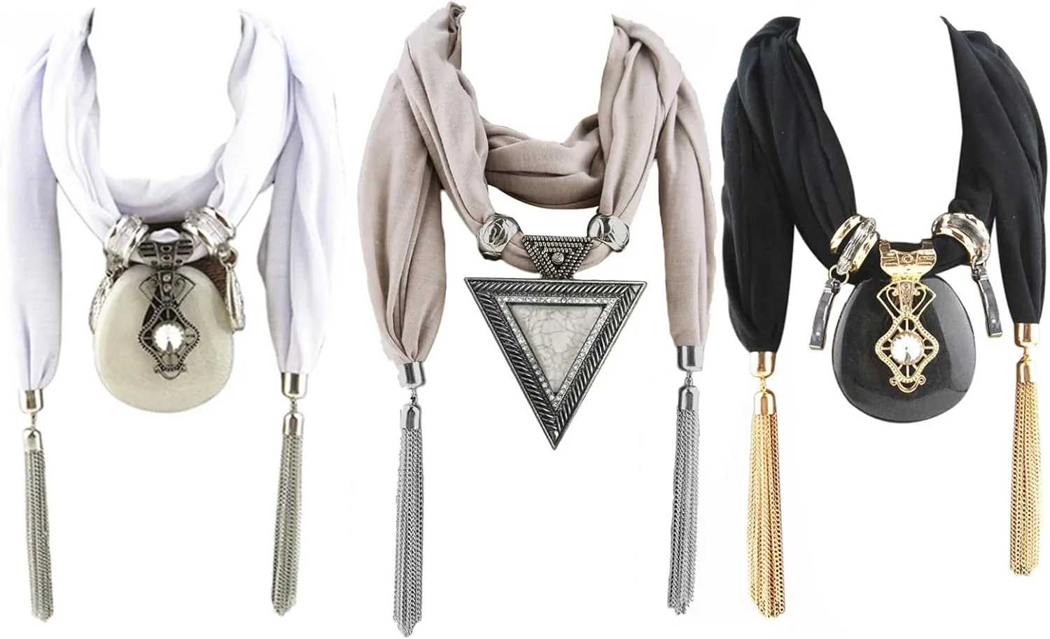 Women Fashion Bohemian Ethnic Jewelry Water Drop Pendant Scarf Necklace Scarves For Women Lightweight Fall Colors