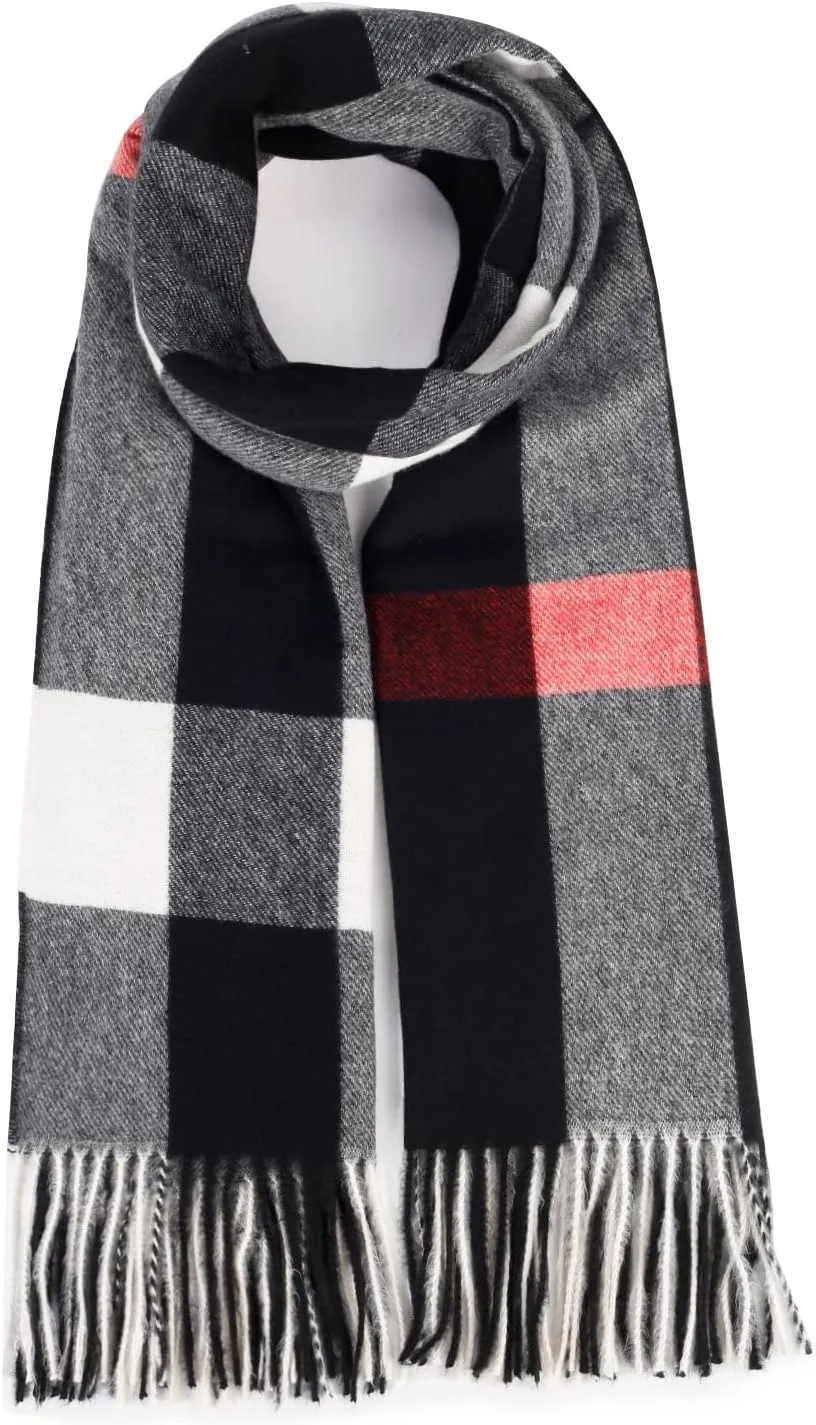 Women's Winter Scarf Large Warm Shawl Classic Tassel Plaid Oversized Scarves Thick Wraps